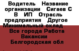 Водитель › Название организации ­ Сигаев С.В,, ИП › Отрасль предприятия ­ Другое › Минимальный оклад ­ 1 - Все города Работа » Вакансии   . Белгородская обл.